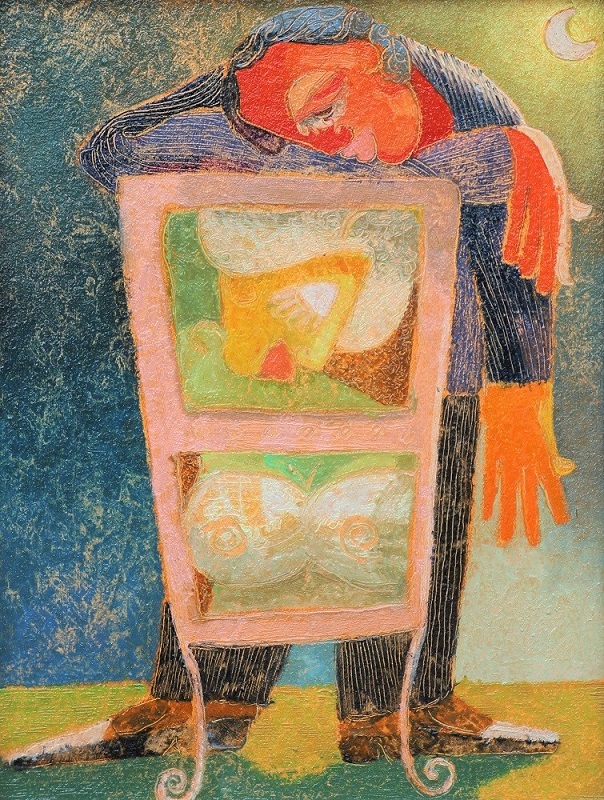 "Amata tv" dipinto su tavola cm. 24,5x19