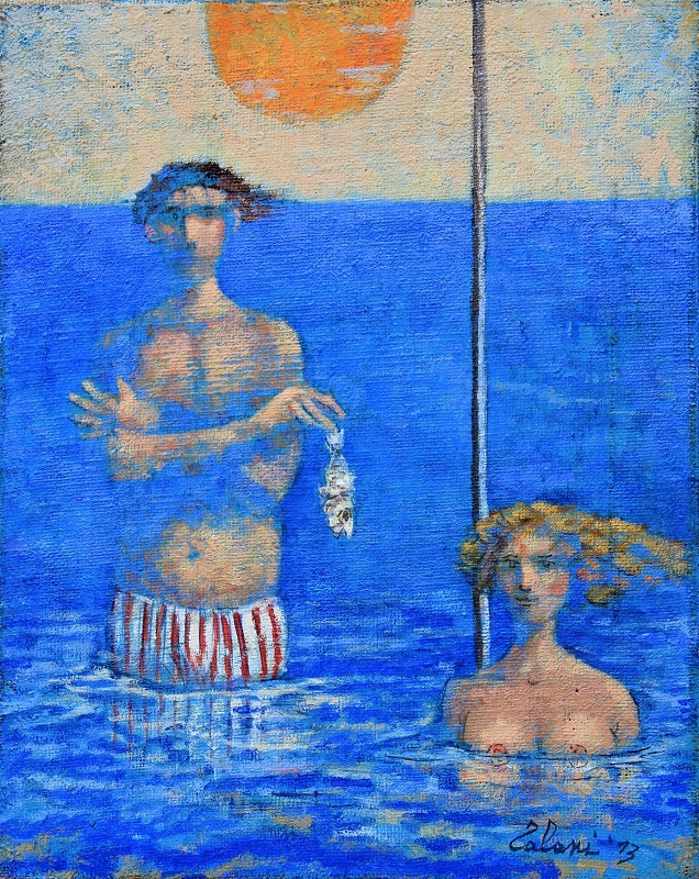 "Bagnanti" olio su Iuta cm. 40x50, 2013