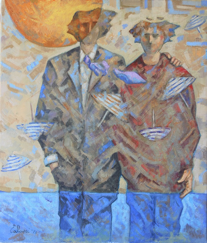 "Il volo degli ombrelli" olio su tavola cm. 70x60, 2013