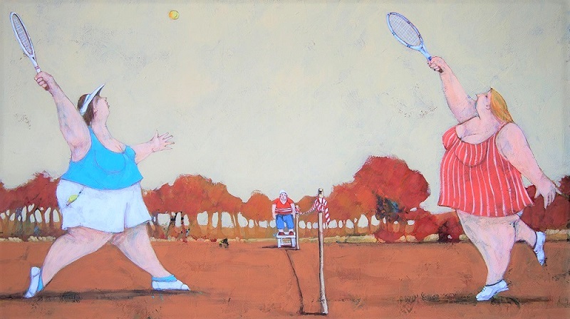 "Le tenniste" dipinto su tela cm. 40x70