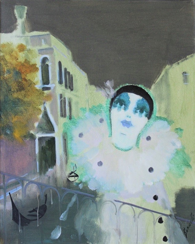 "Pierrot" dipinto su tela cm. 40x50  1993