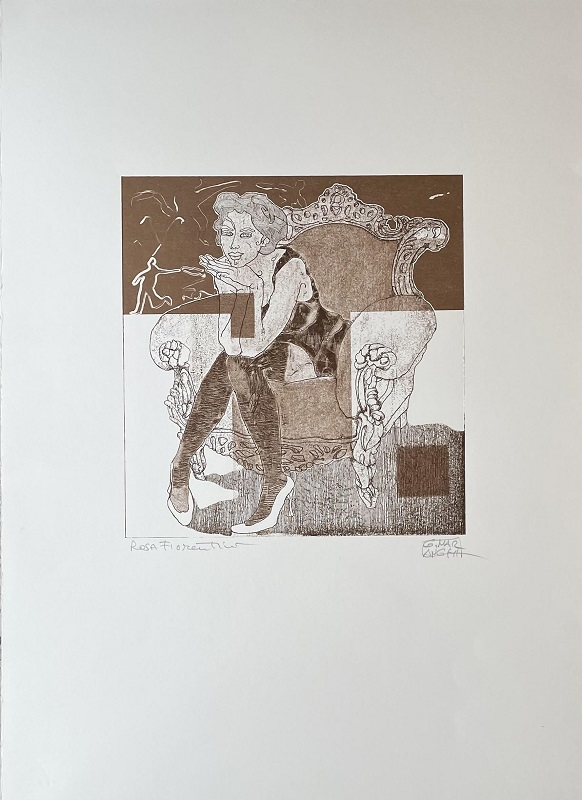 "Rosa fiorentino" litografia cm. 72x52