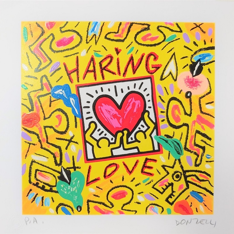 "Haring love" serigrafia polimaterica cm. 25x25